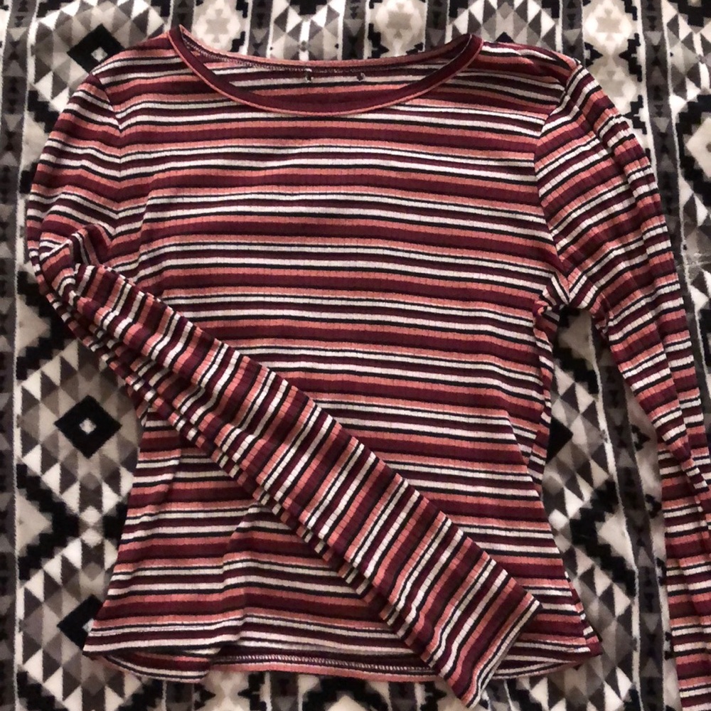Pink and White Tight Striped Crop-Top